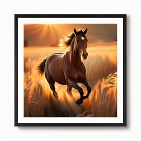 Horse Running In The Field 1 Art Print