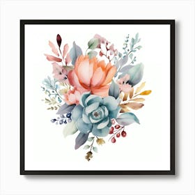 Watercolor Floral Bouquet 2 Art Print