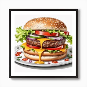 Burger Illustration 1 Art Print