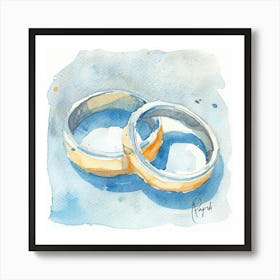 Watercolor Wedding Rings Close Up 1 Art Print