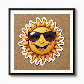 Sticker Of Happy Sun With Sunglasses 910314444 Art Print