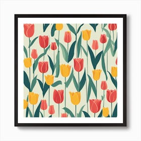 Seamless Pattern With Tulips Art Print