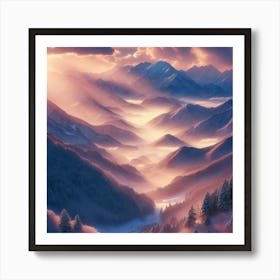 Sunset In The Mountains Art Print