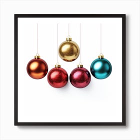 Christmas Ornaments Isolated On White Background Art Print