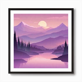 Misty mountains background in purple tone 76 Art Print