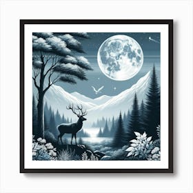 Deer In The Forest 3 Art Print