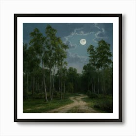 William Morris Print Night Forest Moon 7 Art Print