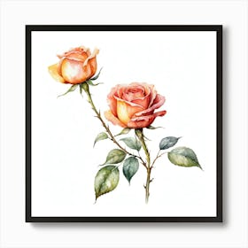 Watercolor Roses Art Print