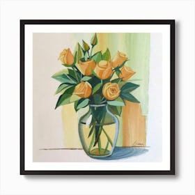 Bouquet of flowers inside a vase. Abstract artistic drawing 11 Art Print