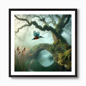 Kingfisher In The Mist 2 Art Print