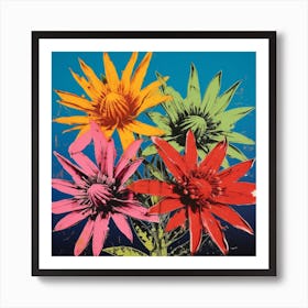 Andy Warhol Style Pop Art Flowers Edelweiss 3 Square Art Print