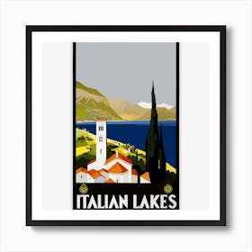 Vintage Travel Poster Italian Lakes Art Print
