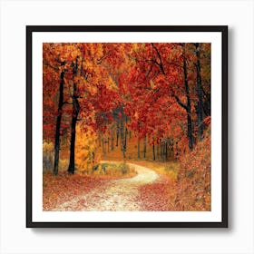 Autumn Leaves On A Path Art Print