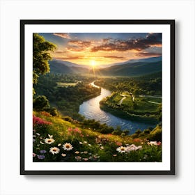 Sunset In The Mountains Art Print