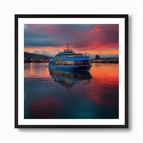 Sunset Ferry In Iceland Art Print