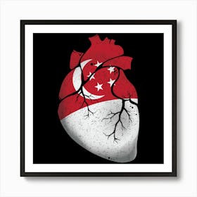 Singapore Heart Flag Art Print