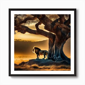 Lion Under The Tree 3 Art Print