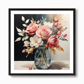 Roses In A Vase Art Print