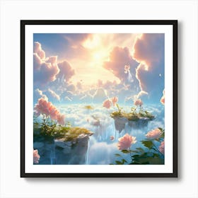 Whimsical Dreamscape Delicate Leaves And Diminutive Hamlets Suspended By A Gentle Zephyr Pastel Hue Art Print