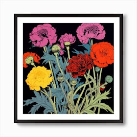 Scabiosa 1 Pop Art Illustration Square Art Print