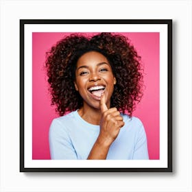 African American Young Woman Smiling With An Expression Of Happiness And Success Isolated Against Art Print