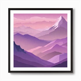 Misty mountains background in purple tone 138 Art Print