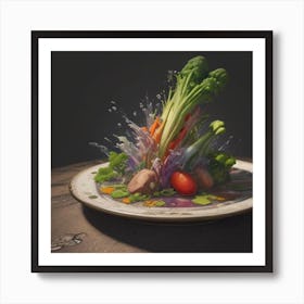 Splashing Vegetables Art Print