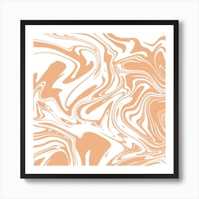 Liquid Contemporary Abstract Beige and White Swirls -Tan Retro Liquid Marble Swirl Lava Lamp Art Print