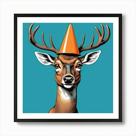 Deer With A Party Hat Art Print