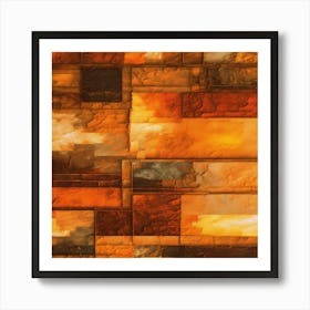 Abstract Painting.Abstract Texture Art with Vintage Flair in Rich Amber Tones Art Print