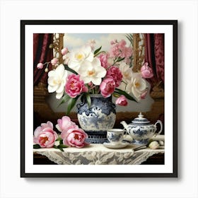 Peonies In A Vase 4 Art Print