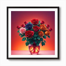 3d Animation Style Roses With Their Delicate Petals And Intoxi 1 Art Print