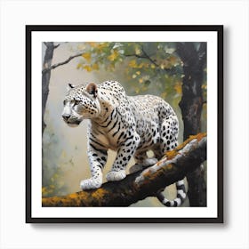 Leopard On A Tree Branch Art Print