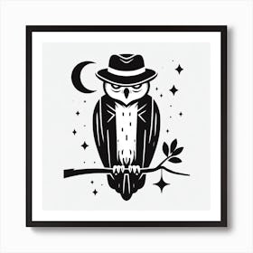 Owl In Hat 1 Art Print