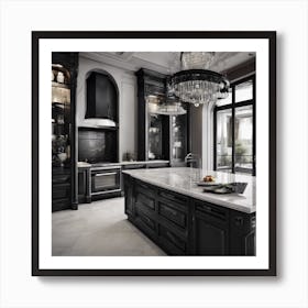 Black And White Kitchen 1 Art Print