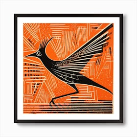 Retro Bird Lithograph Roadrunner 2 Art Print