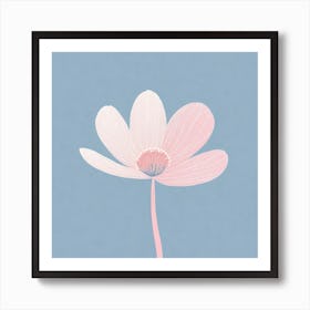 A White And Pink Flower In Minimalist Style Square Composition 727 Art Print