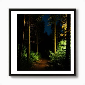 Path In The Woods At Night Art Print