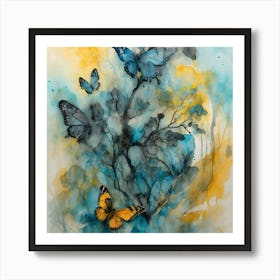 Butterflies On A Tree Art Print