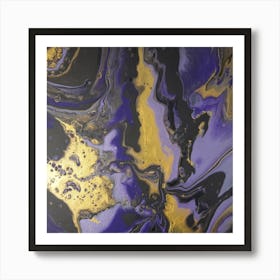 Purple And Gold Abstract Painting Art Print