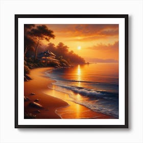 Sunset On The Beach 9 Art Print