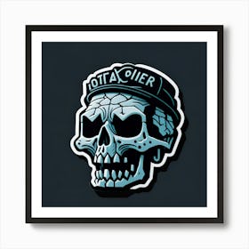 Skull Sticker With A Cap Silver (158) Art Print