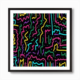 Neon Maze Abstract Art Print