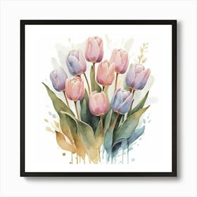 Watercolor Tulips Art Print