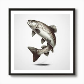 Black And White Trout Fish Cabin Restaurant Kitchen  Art Print
