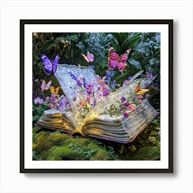 Giant Book in Floral Park Art Print