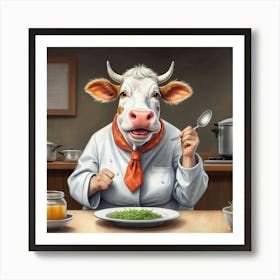 Chef Cow 3 Art Print