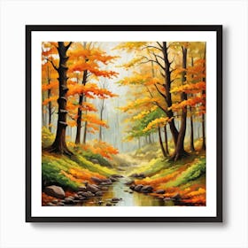 Forest In Autumn In Minimalist Style Square Composition 95 Art Print