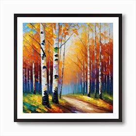 Birch Trees In Autumn 14 Art Print