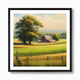 Peaceful Farm Meadow Landscape (10) Art Print